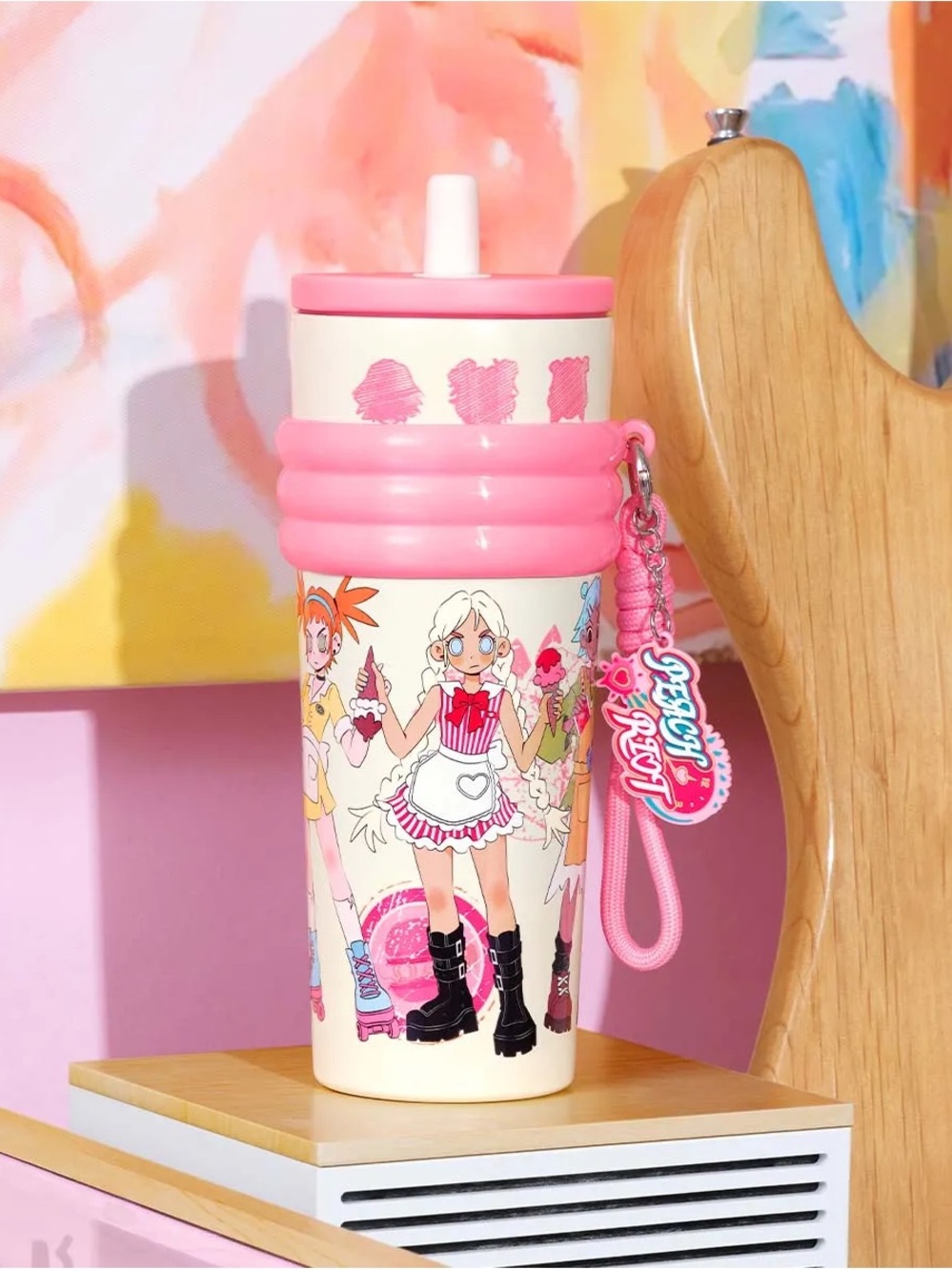 NWT Popmart Riot Pink Straw Cup - Peach Riot